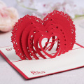 FQ marca al por mayor invitación de boda personalizado 3d corazón rojo amor tarjeta